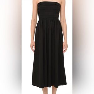 WAYF Black Strapless Dress x styled by Coco! pleated midi